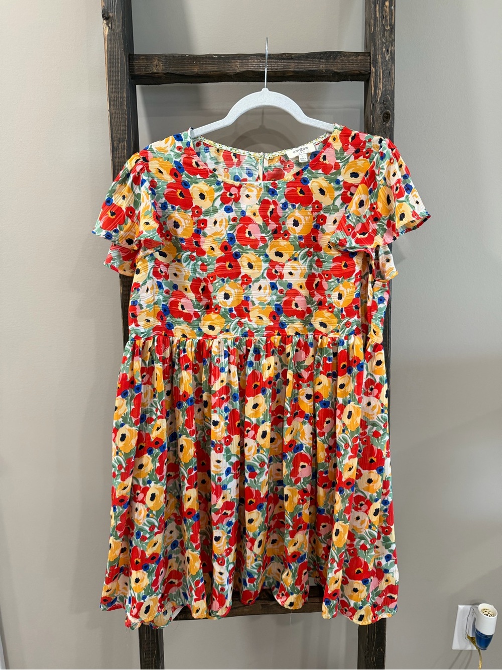 Umgee Floral Metallic Babydoll Dress